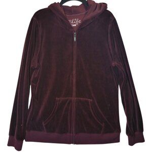 Made For Life Full Zip Velour Hoodie Hooded Jacket Burgundy Women's Size Large